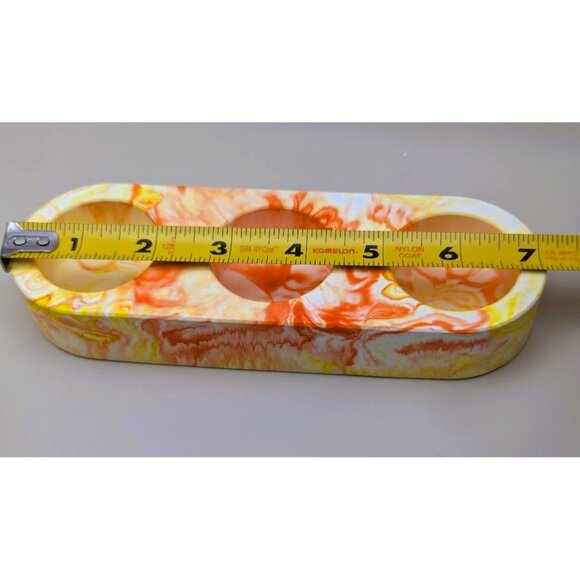 Handmade Eco Resin Tealight Candle Holder Set Marbled Yellow & Orange - Picture 4 of 8
